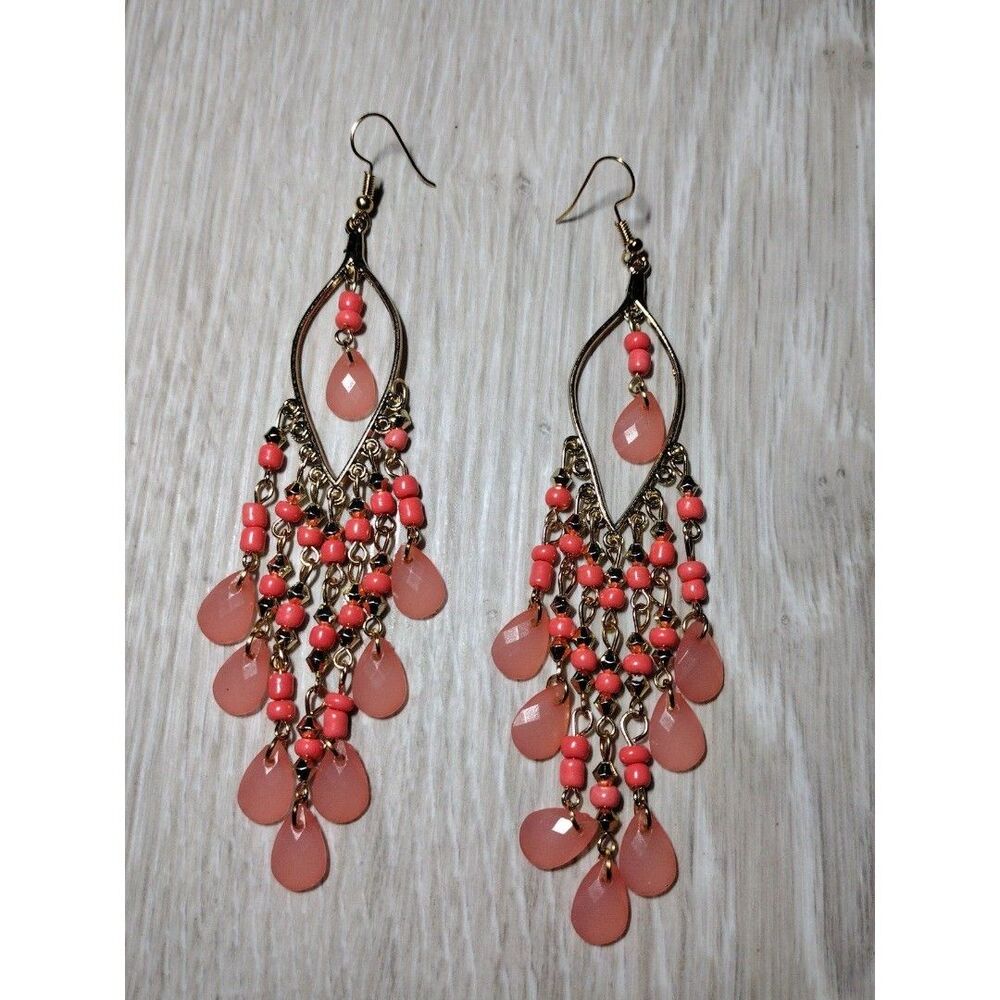 Handmade Chandelier Earrings (2pc Set) – Gold Tone Dangle Jewelry – New - Picture 3 of 4